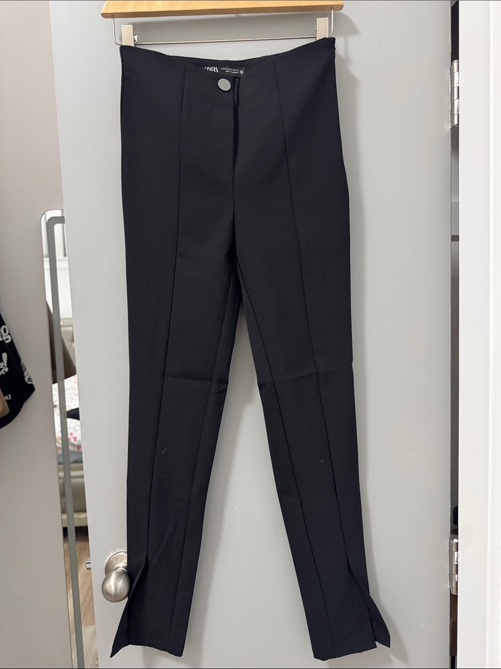 ZARA Black High-Rise Tailored Straight Pants
